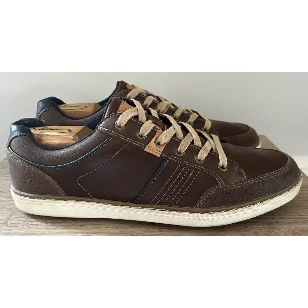 SKECHERS Lanson Rometo Brown Leather Oxford Sneakers Shoes Casual Mens 9.5 M1